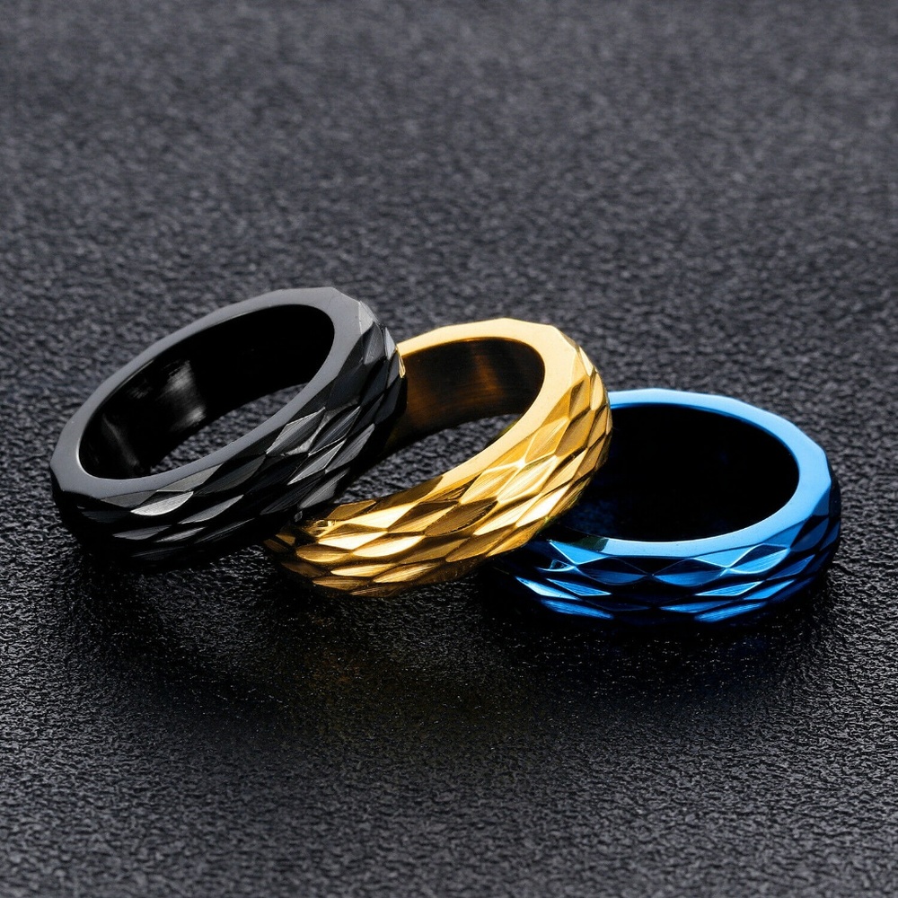Women Men Stainless Steel Titanium Band Ring New - Picture 3 of 4